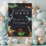 Boy's 3rd Dinosaur Birthday Party Personalised Welcome Sign