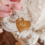 Heart Personalised Wedding Engagement, Anniversary Drinks Charms