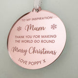 Mum, My Inspiration Merry Christmas Bauble