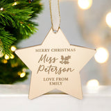 Merry Christmas Teacher Personalised Star Bauble