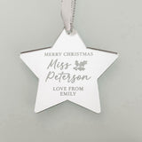 Merry Christmas Teacher Personalised Star Bauble