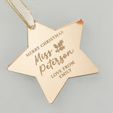 Merry Christmas Teacher Personalised Star Bauble