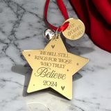 I Believe Personalised Bauble, Sleigh Bell & Santa Message