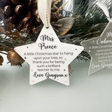 Teacher Personalised Christmas Star Bauble