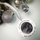 Expecting Couples Christmas Bauble, Baby Due Scan Photo