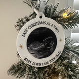 Expecting Couples Christmas Bauble, Baby Due Scan Photo