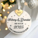 Nanny & Grandad To Be Personalised Christmas Bauble