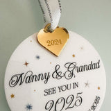 Nanny & Grandad To Be Personalised Christmas Bauble