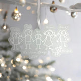 Children's Family Portrait Drawing - Christmas Personalised Bauble