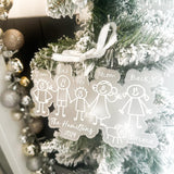 Children's Family Portrait Drawing - Christmas Personalised Bauble