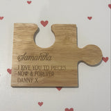 Girlfriend, Boyfriend Personalised I Love You To Pieces Coaster