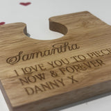 Girlfriend, Boyfriend Personalised I Love You To Pieces Coaster