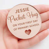 First Day of School Pocket Hug – Personalised Keepsake Tag for Children – Starting School Gift