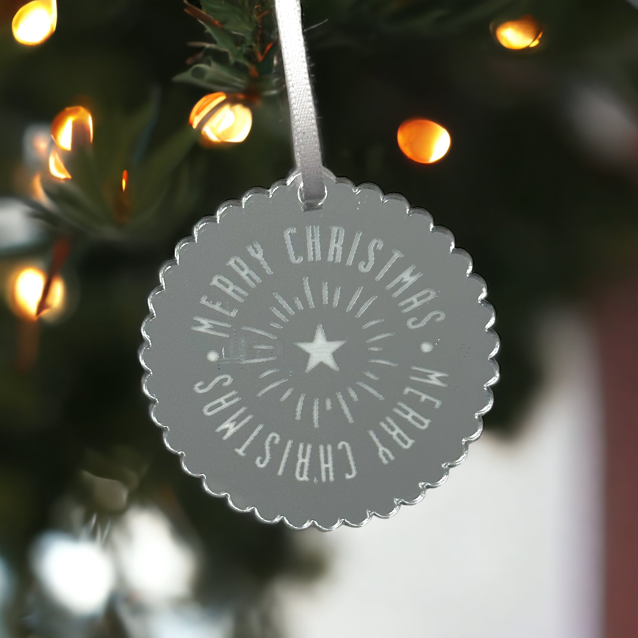 Silver Mirror Christmas Gift Labels
