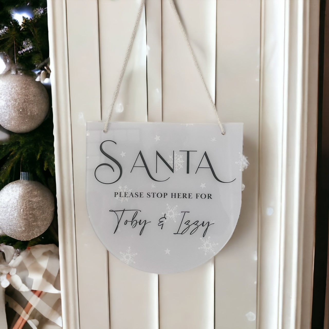 Santa Please Stop Here Personalised Door Hanging