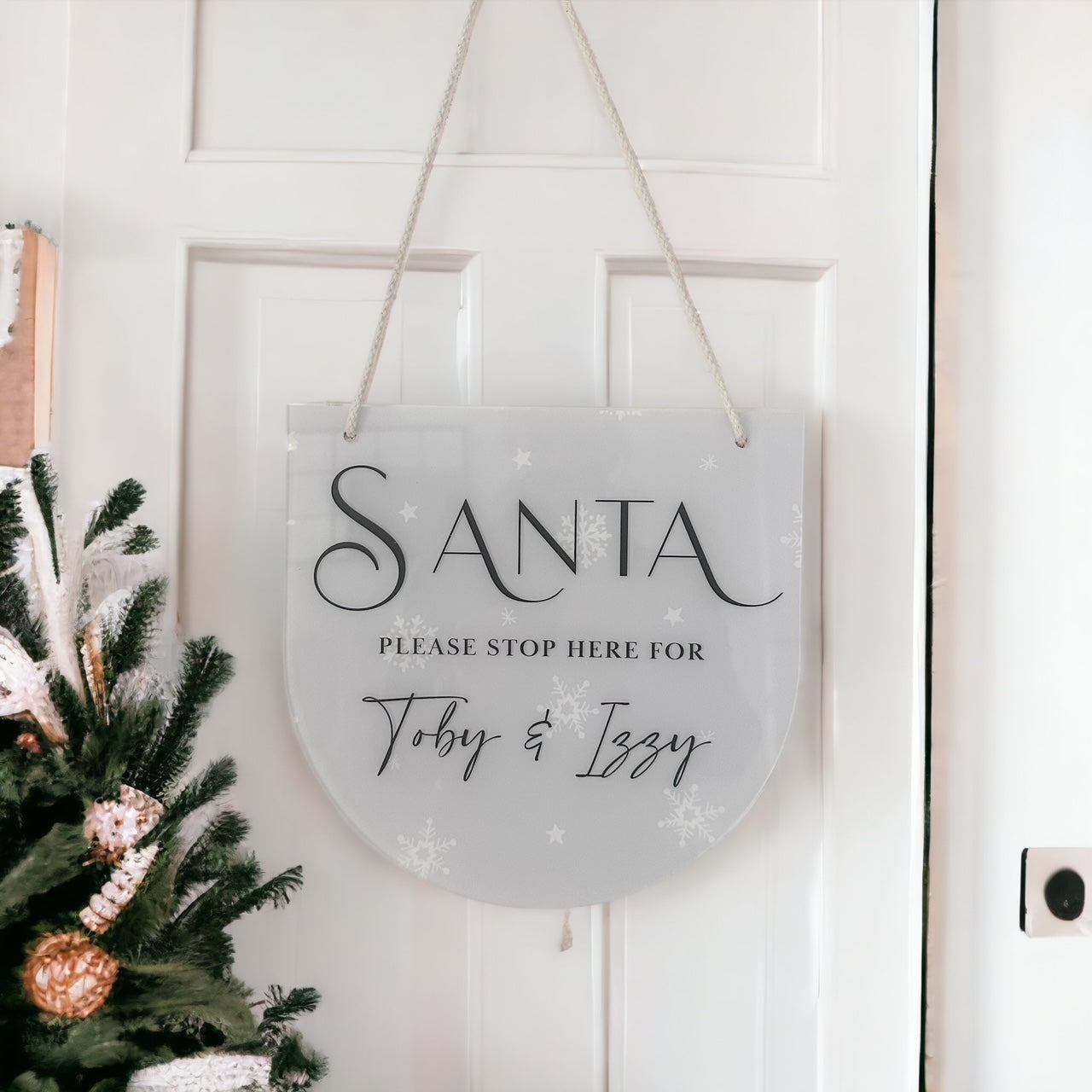 Santa Please Stop Here Personalised Door Plaque