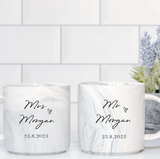 Mr & Mrs Personalised Set Of Mugs Wedding Gift