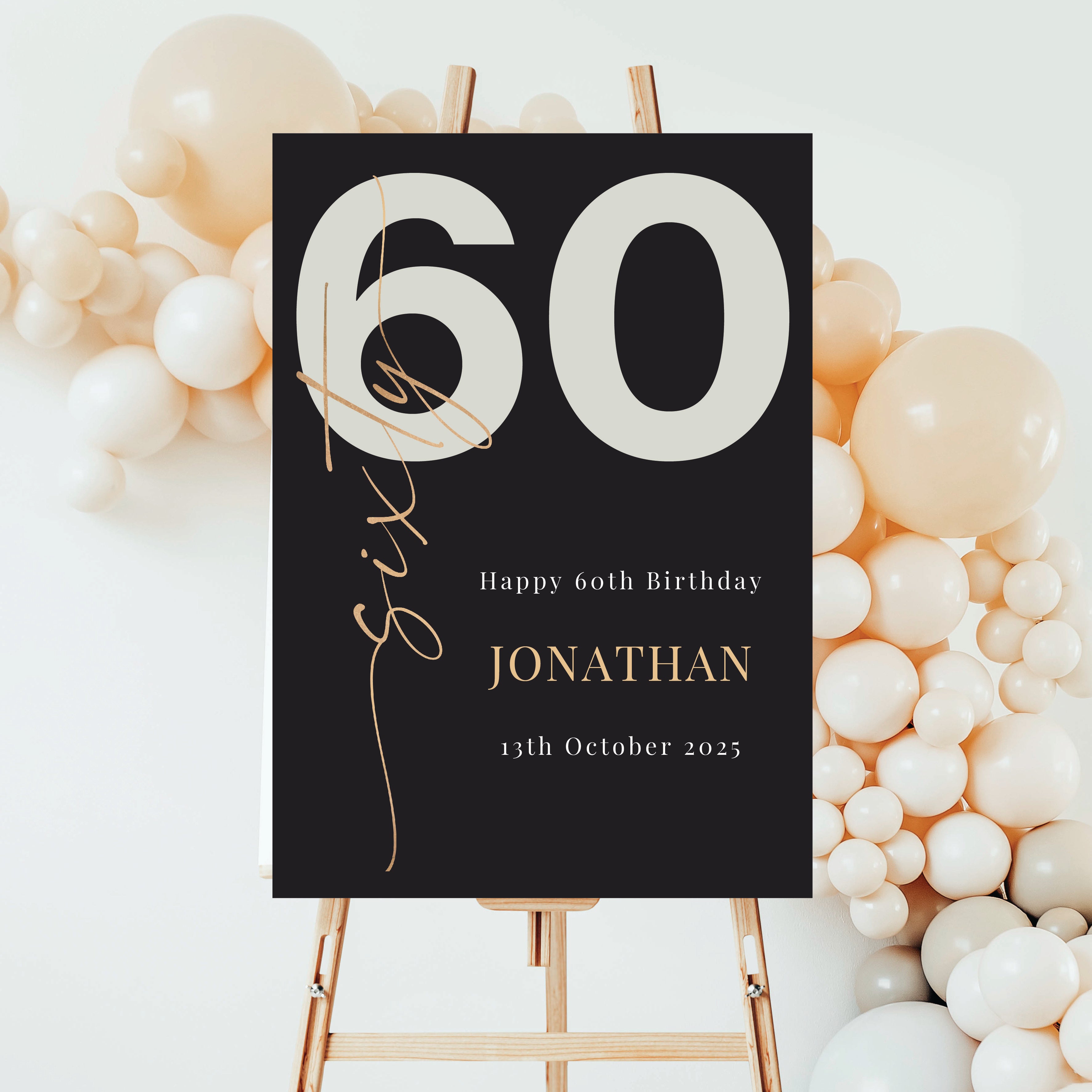 Luxury Personalised 60th Birthday Party Welcome Sign