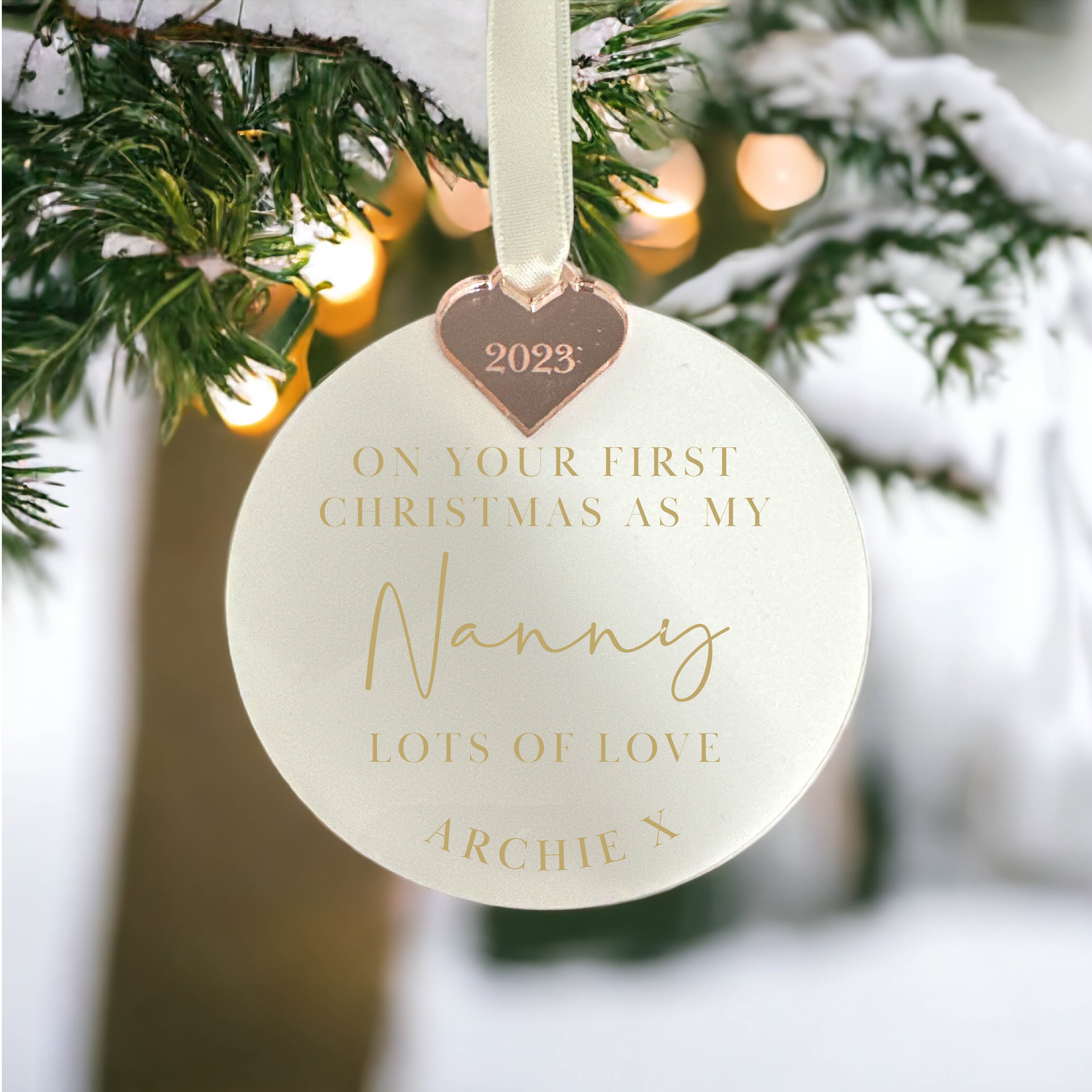 Personalised First Christmas As My Nanny Bauble
