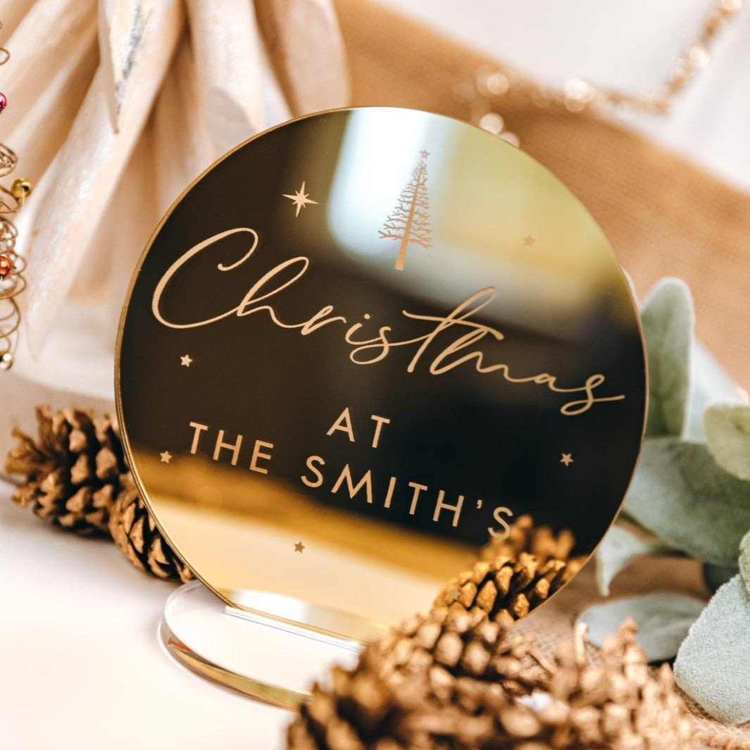 Gold Mirror Engraved Christmas Decoration