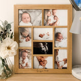 Solid Oak 9 Aperture Photo Frame