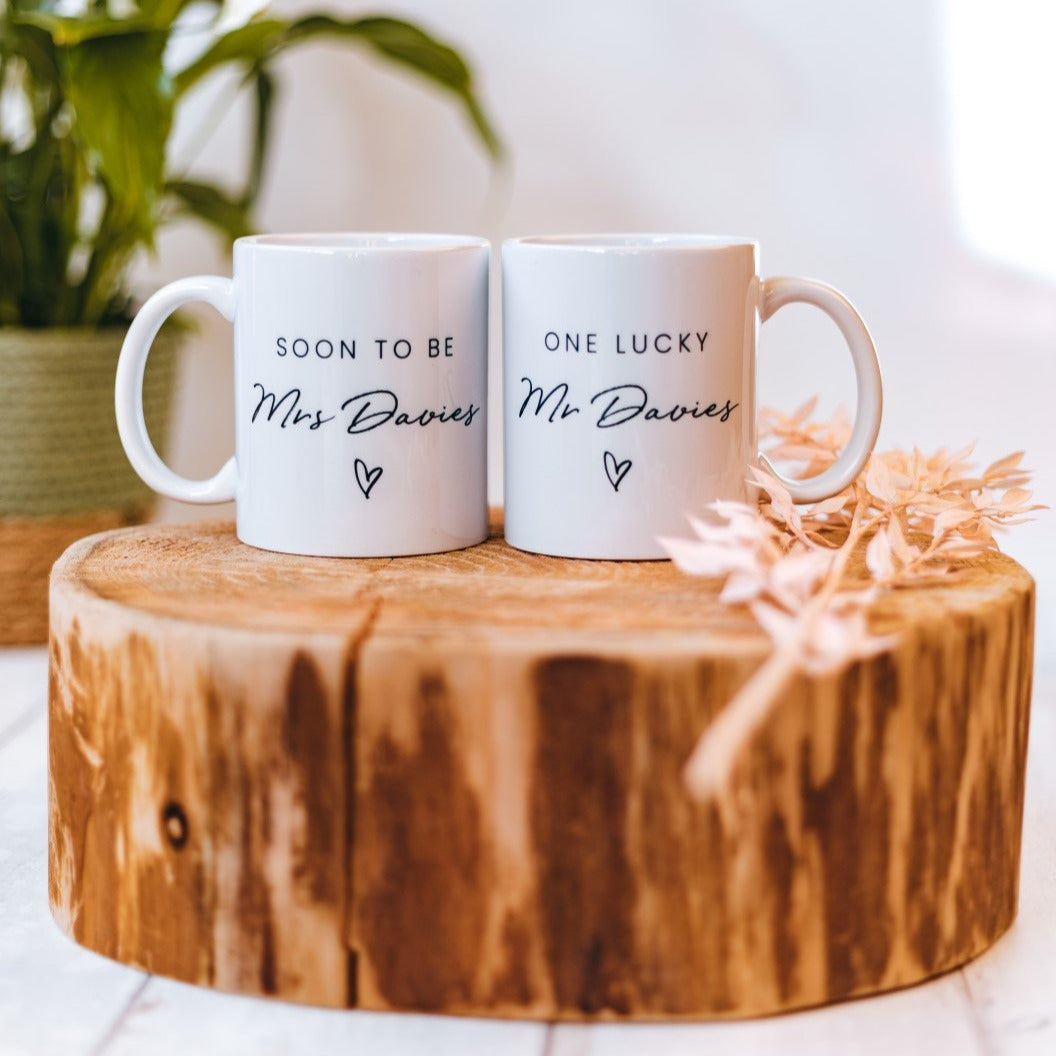 Personalised Set Of 2 Engagement Mugs
