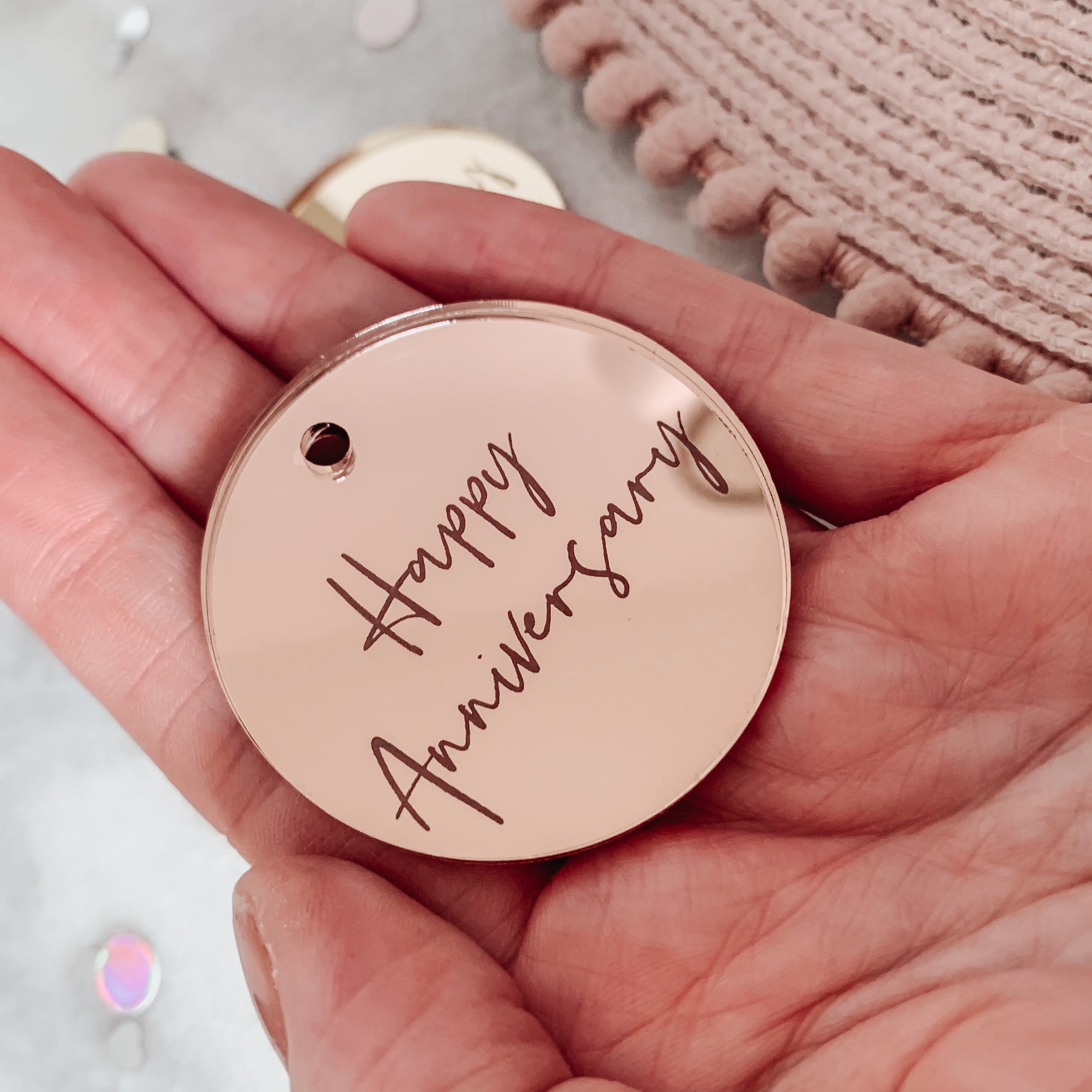 Engraved Happy Anniversary Mirror Gift Tag