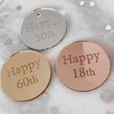 Mirror Acrylic Happy Birthday Gift Tags