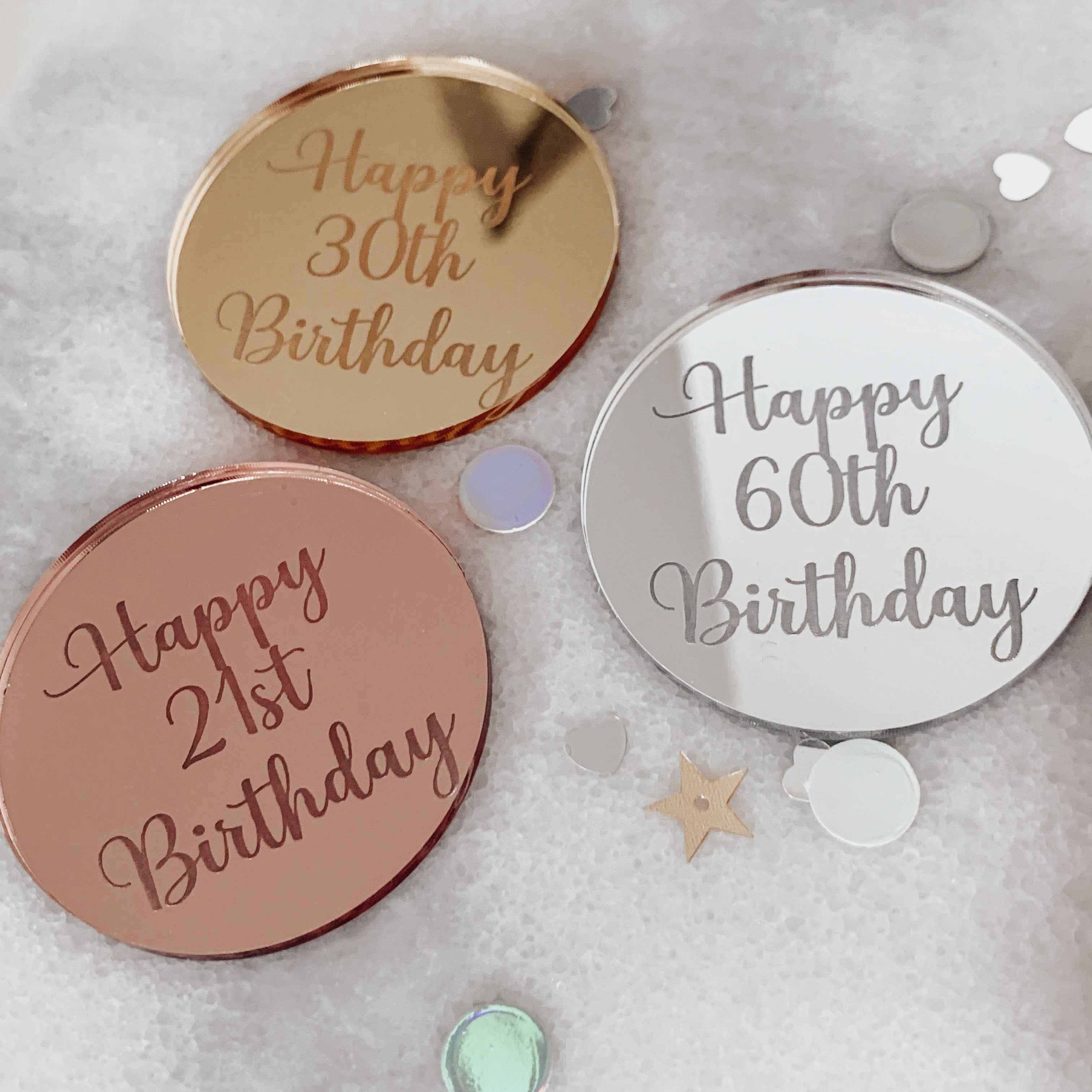 Happy 21st, 30th, 60th Birthday Cake Toppers