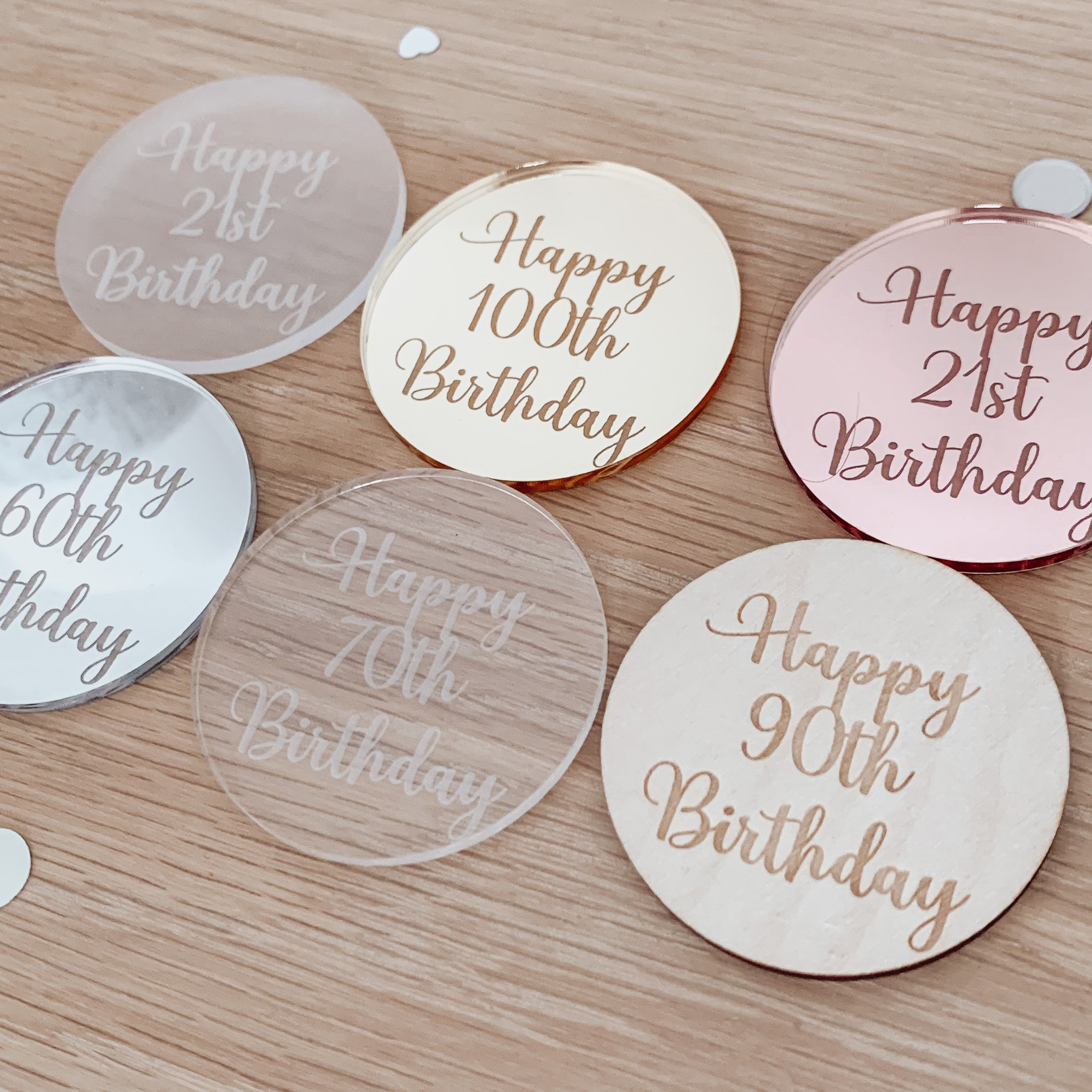 Mirror Acrylic Engraved Cake Charms