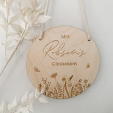 Wood Engraved Classroom Door Sign