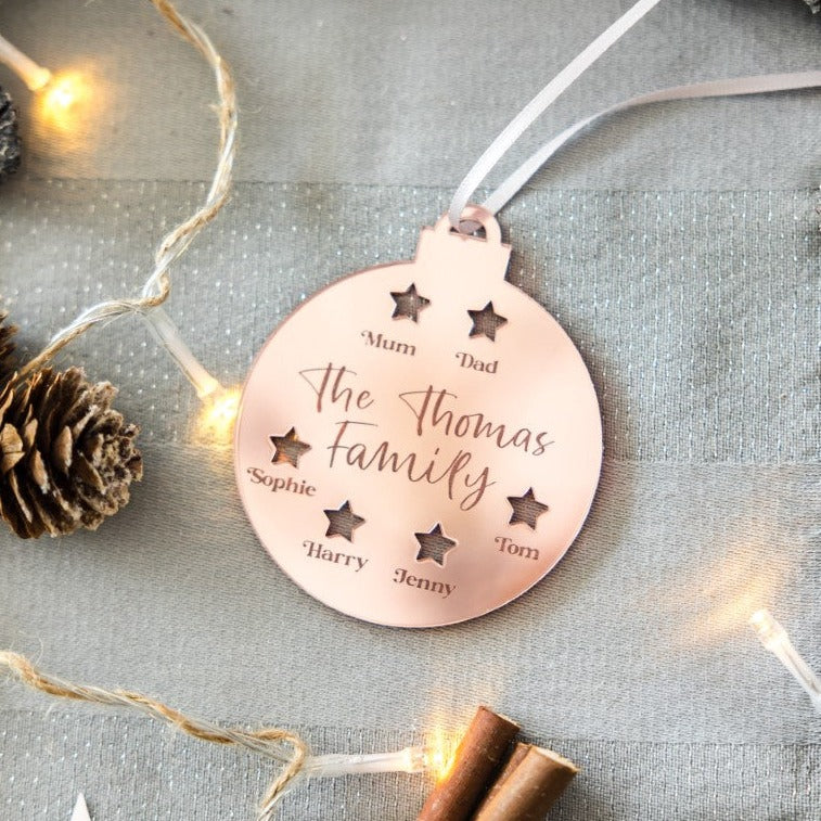 Engraved Family Christmas Tree Decoration