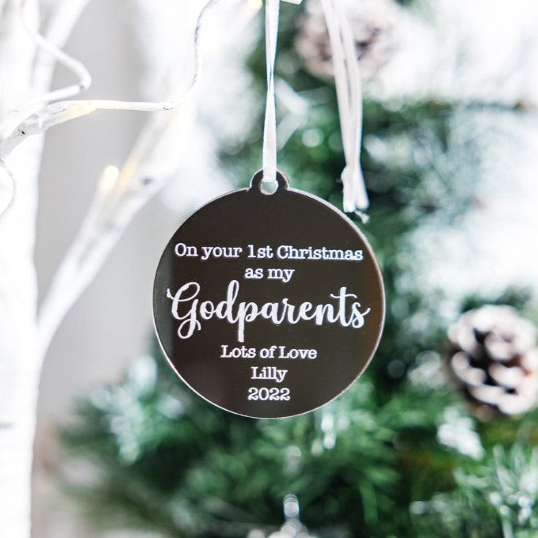 1st Christmas As My Godparents Personalised Bauble