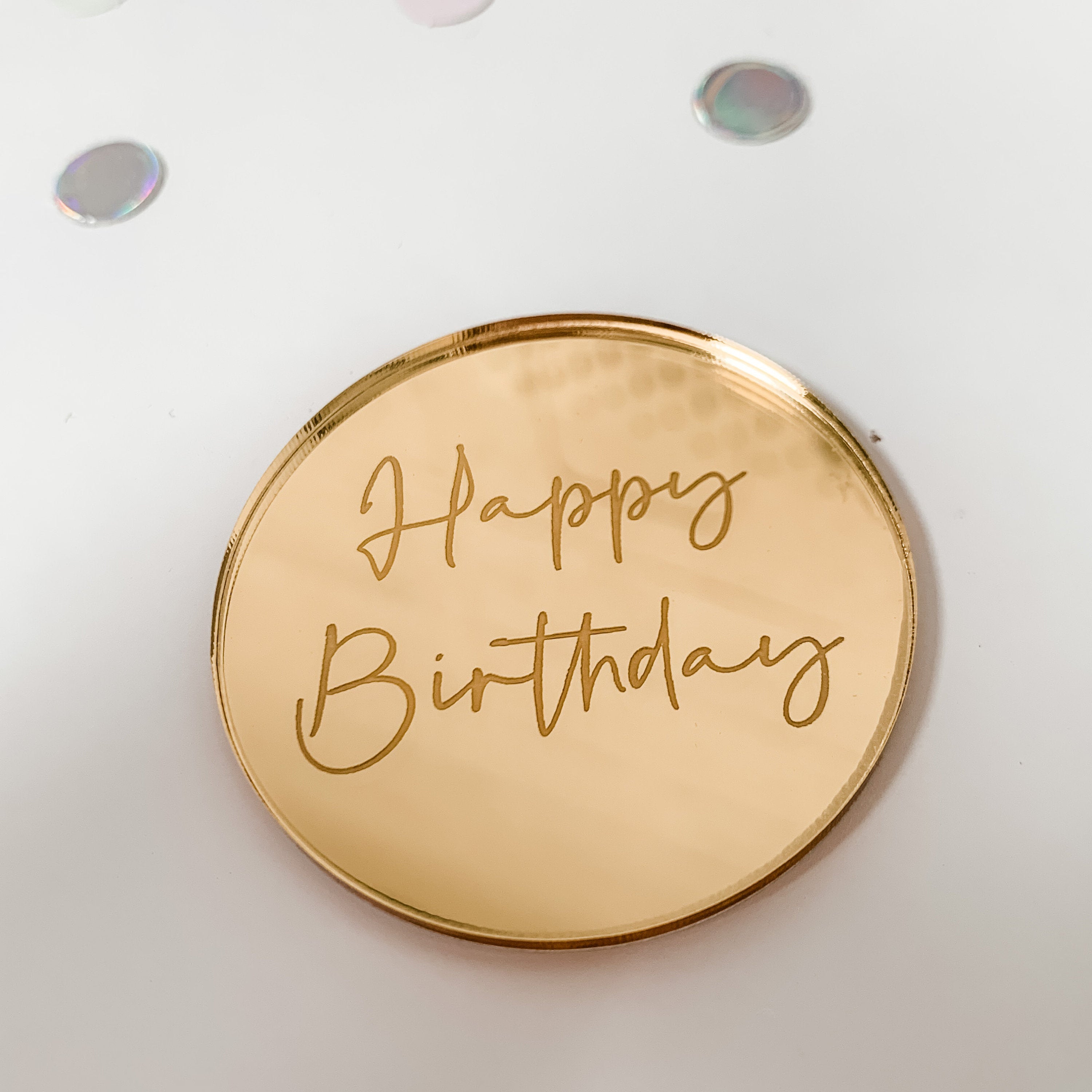 Happy Birthday Mirror Acrylic Cake Charm