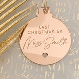 Mirror Engraved Engaged Couple Christmas Decoration